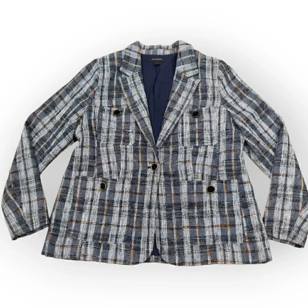 Halogen gray check pattern jacket blazer size L - Picture 9 of 10